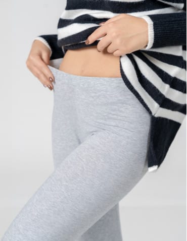 Legginsy damskie - Klasyczne legginsy ocieplane damskie JASNY SZARY - produkt 7