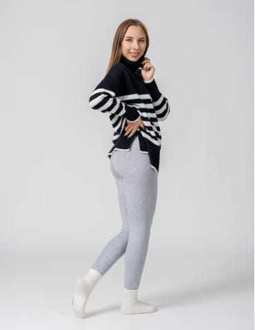 Legginsy damskie - Klasyczne legginsy ocieplane damskie JASNY SZARY - produkt 4