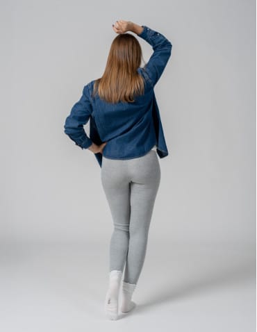 Legginsy damskie - Klasyczne bawełniane legginsy damskie JASNY SZARY - produkt 3