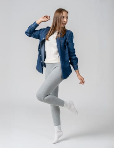 Legginsy damskie - Klasyczne bawełniane legginsy damskie JASNY SZARY - produkt 6