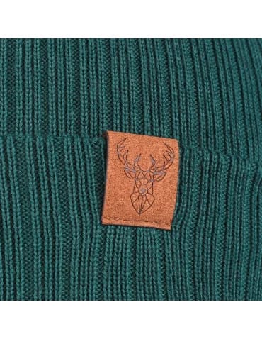 Czapki i opaski - Czapka damska typu beanie w prążek gładka ZIELONY - produkt 1
