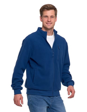 Kurtki i kamizelki - Polar męski zapinany na zamek ze stójką i kieszeniami JEANS - produkt 5