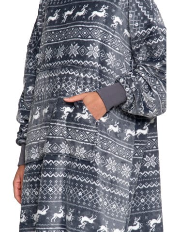 Piżamy damskie - Kocobluza unisex luźna SZARY - produkt 5