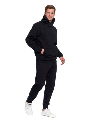 Bluzy męskie - Bluza męska dresowa ocieplana z wysoką stójką CZARNY - produkt 11