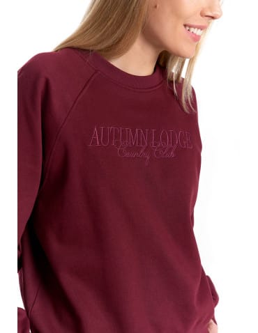 Bluzy damskie - Bluza damska dresowa z haftem ocieplana BORDOWY - produkt 3