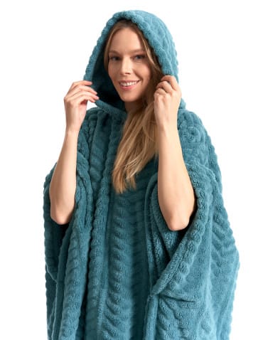 Kocobluzy - Kocobluza damska z kapturem poncho ZIELONY - produkt 4