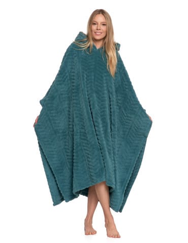 Kocobluzy - Kocobluza damska z kapturem poncho ZIELONY - produkt 7