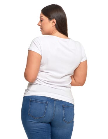 Koszulki i T-shirty - T-shirt damski z okrągłym dekoltem plus size BIAŁY - produkt 2