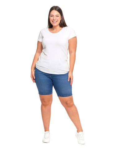 Koszulki i T-shirty - T-shirt damski z okrągłym dekoltem plus size BIAŁY - produkt 4