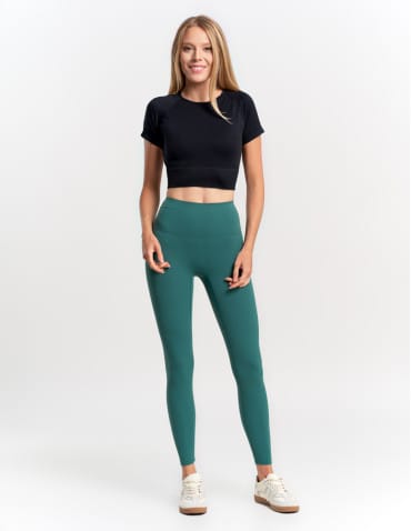 Legginsy damskie - Legginsy damskie sportowe funkcyjne z wysokim stanem ZIELONY - produkt 5