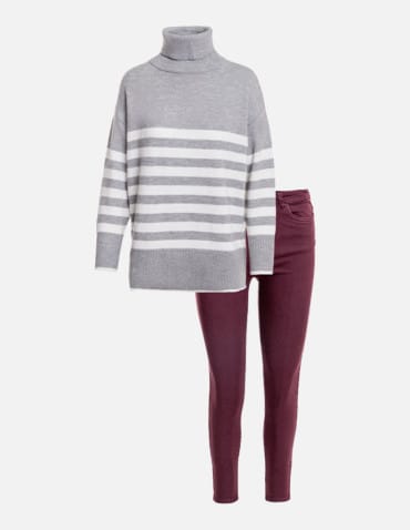 Spodnie damskie - Spodnie damskie skinny elastyczne FIOLETOWY - produkt 3