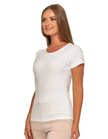 Koszulki i T-shirty - T-shirt damski bawełniany z krótkim rękawkiem jednokolorowy WHITE - produkt 2
