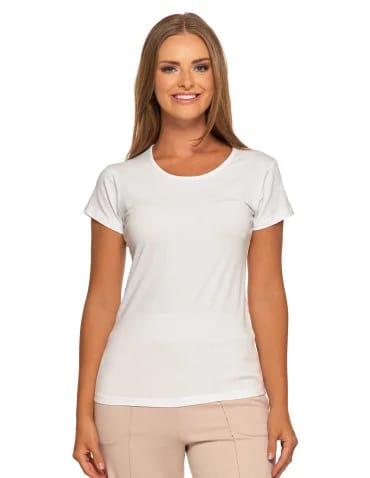 Koszulki i T-shirty - T-shirt damski bawełniany z krótkim rękawkiem jednokolorowy WHITE - produkt 1
