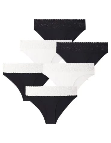 Majtki damskie figi bikini z wiskozy z koronka 6-pak