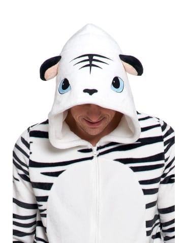 Kocobluzy - Onesie piżama jednoczęściowa unisex w zebrę CZARNY - produkt 3