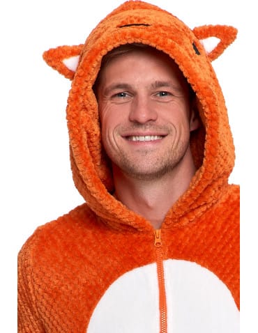Kocobluzy - Onesie unisex piżama jednoczęściowa z kapturem lisek POMARAŃCZOWY - produkt 4