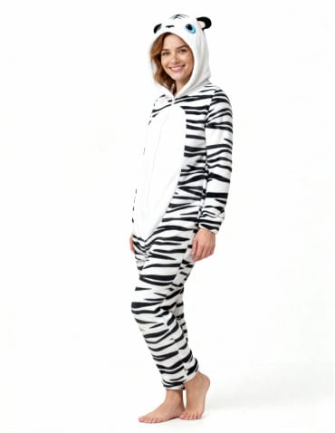 Kocobluzy - Onesie piżama jednoczęściowa unisex w zebrę CZARNY - produkt 6