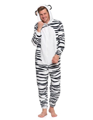 Kocobluzy - Onesie piżama jednoczęściowa unisex w zebrę CZARNY - produkt 7
