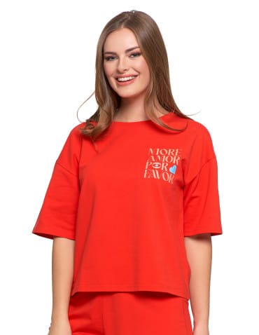 Koszulki z krótkim rękawem - T-shirt damski o luźnym kroju z napisami SZARY - produkt 6