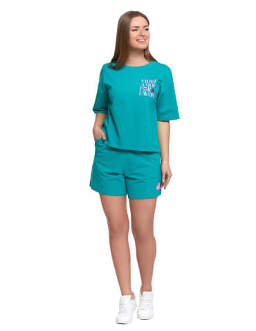 Koszulki z krótkim rękawem - T-shirt damski o luźnym kroju z napisami SZARY - produkt 28