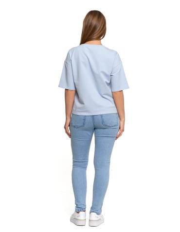 Koszulki z krótkim rękawem - T-shirt damski o luźnym kroju z napisami SZARY - produkt 34