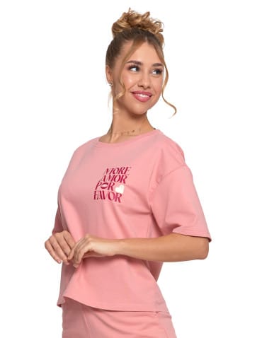 Koszulki z krótkim rękawem - T-shirt damski o luźnym kroju z napisami SZARY - produkt 37