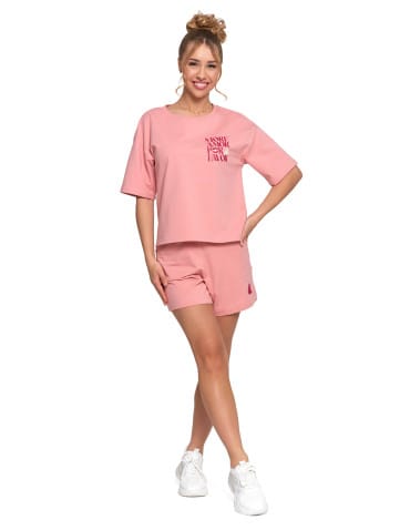Koszulki z krótkim rękawem - T-shirt damski o luźnym kroju z napisami SZARY - produkt 39