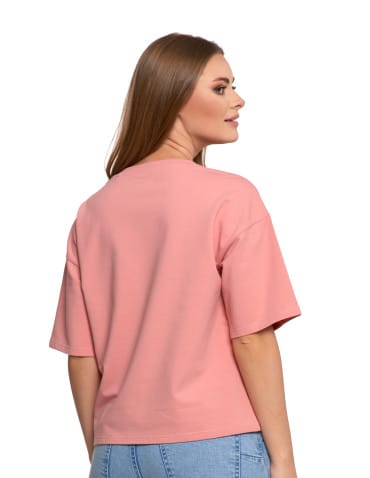 Koszulki z krótkim rękawem - T-shirt damski o luźnym kroju z napisami SZARY - produkt 46