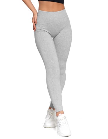 Legginsy damskie - Legginsy damskie ocieplane z wysokim stanem i szerokim pasem SZARY - produkt 5