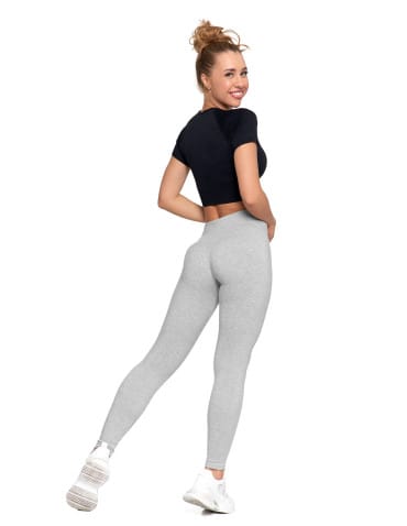 Legginsy damskie - Legginsy damskie ocieplane z wysokim stanem i szerokim pasem SZARY - produkt 6