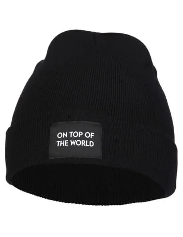 Czapka damska przejściowa beanie z wiskozy z naszywką