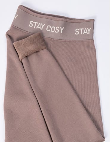 Legginsy damskie - Legginsy damskie ocieplane w prążek wysoki stan MOKKA - produkt 6