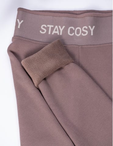 Legginsy damskie - Legginsy damskie ocieplane w prążek wysoki stan MOKKA - produkt 7