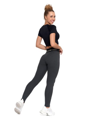 Legginsy damskie - Legginsy damskie ocieplane w prążek wysoki stan GRAFIT - produkt 11