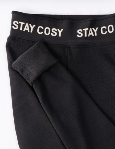 Legginsy damskie - Legginsy damskie ocieplane w prążek wysoki stan CZARNY - produkt 8