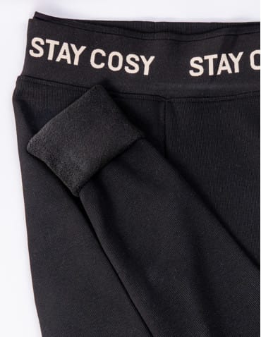 Legginsy damskie - Legginsy damskie ocieplane w prążek wysoki stan CZARNY - produkt 10
