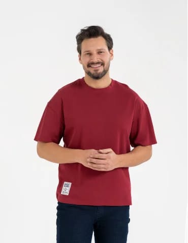 Koszulki i Tank Topy - T-shirt męski o luźnym kroju koszulka 100% bawełna BORDOWY - produkt 1