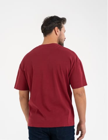 Koszulki i Tank Topy - T-shirt męski o luźnym kroju koszulka 100% bawełna BORDOWY - produkt 4