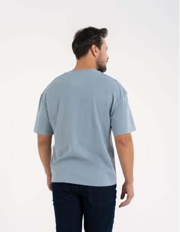 Koszulki i Tank Topy - T-shirt męski o luźnym kroju koszulka 100% bawełna NIEBIESKI - produkt 6