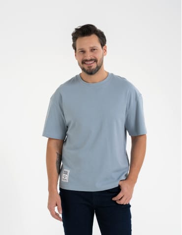 Koszulki i Tank Topy - T-shirt męski o luźnym kroju koszulka 100% bawełna NIEBIESKI - produkt 3