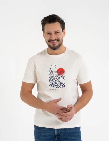 T-shirt męski bawełniany z nadmorskim motywem