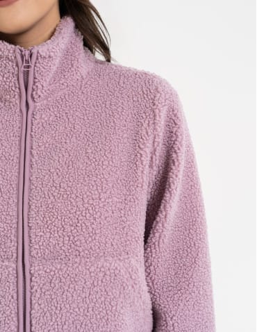 Kurtki przejściowe - Bluza damska sherpa ze stójką RÓŻOWY - produkt 3