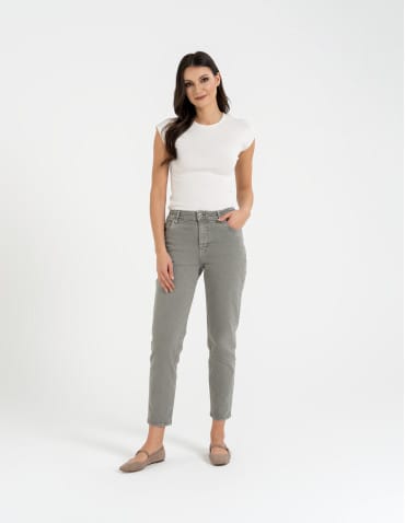 Jeansy - Damskie spodnie jeansowe mom fit JASNY ZIELONY - produkt 4