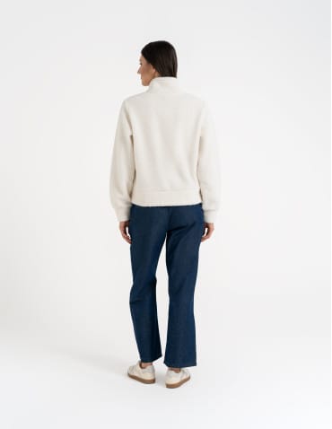 Kurtki przejściowe - Bluza damska sherpa ze stójką KREMOWY - produkt 12