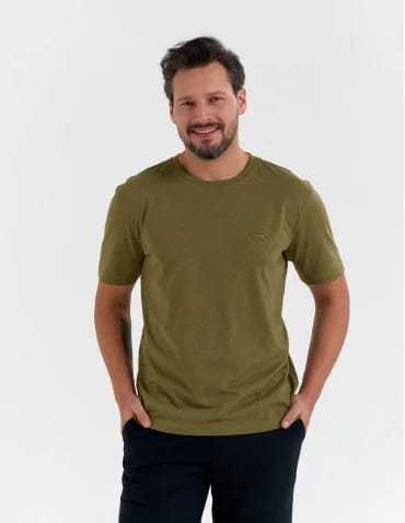 Koszulki z krótkim rękawem - Męska koszulka z krótkim rękawem z efektem peach touch ZIELONY - produkt 1