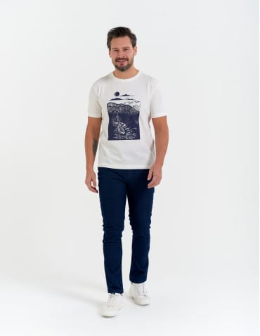 Koszulki i Tank Topy - T-shirt męski koszulka z motywem żeglarskim BIAŁY - produkt 6
