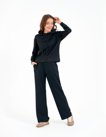 Bluzy damskie - Damska bluza wkładana przez głowę z kapturem CZARNY - produkt 12