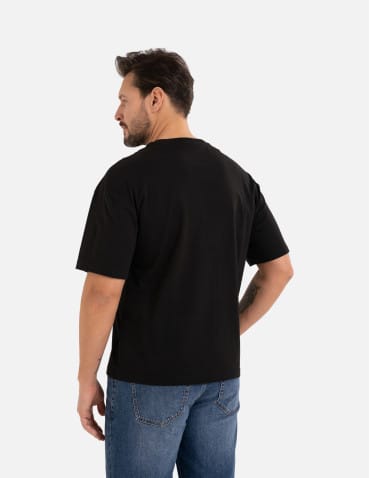 Koszulki z krótkim rękawem - T-shirt męski koszulka bawełniana oversize z nadrukiem holograficznym CZARNY - produkt 3