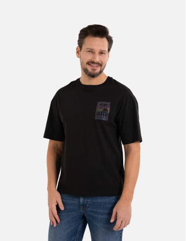 T-shirt męski koszulka bawełniana oversize z nadrukiem holograficznym