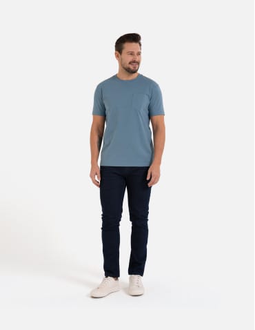 Koszulki z krótkim rękawem - Koszulka męska T-shirt bawełniany z kieszonką NIEBIESKI - produkt 5